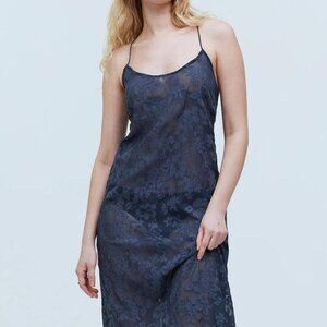 Madewell Blue Slip Lace Dress Size XS Sheer Floral NWT